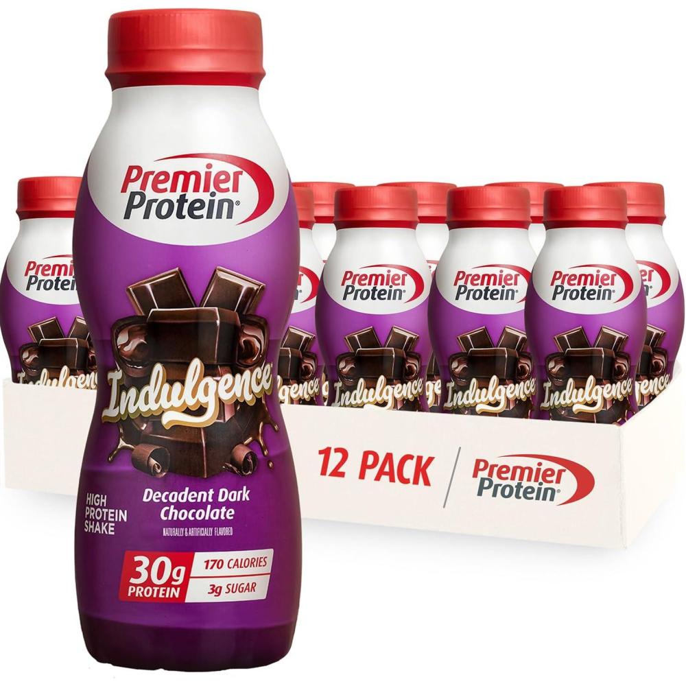imagePremier Protein Indulgence Protein Shake 30g Protein 3g Sugar Salted Caramel Truffle 115 fl oz Pack of 12Decadent Dark Chocolate