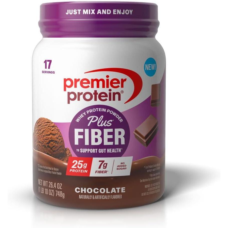 imagePremier Protein Powder Plus Fiber 25g Protein 7g Fiber Vanilla No Added Sugar17 ServingsChocolate