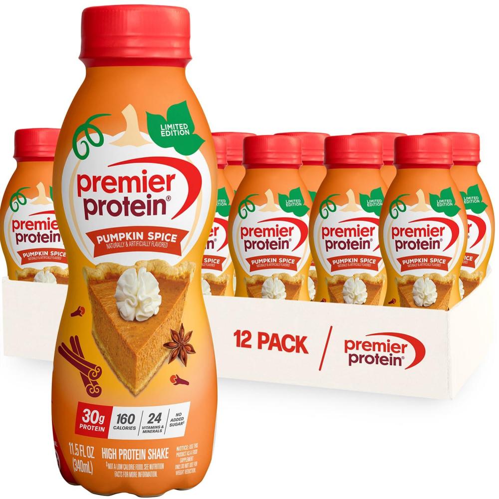 imagePremier Protein Shake Chocolate Peanut Butter 30g Protein 1g Sugar 24 Vitamins ampamp Minerals Nutrients to Support Immune Health 115 Fl Oz 12 CountPumpkin Spice