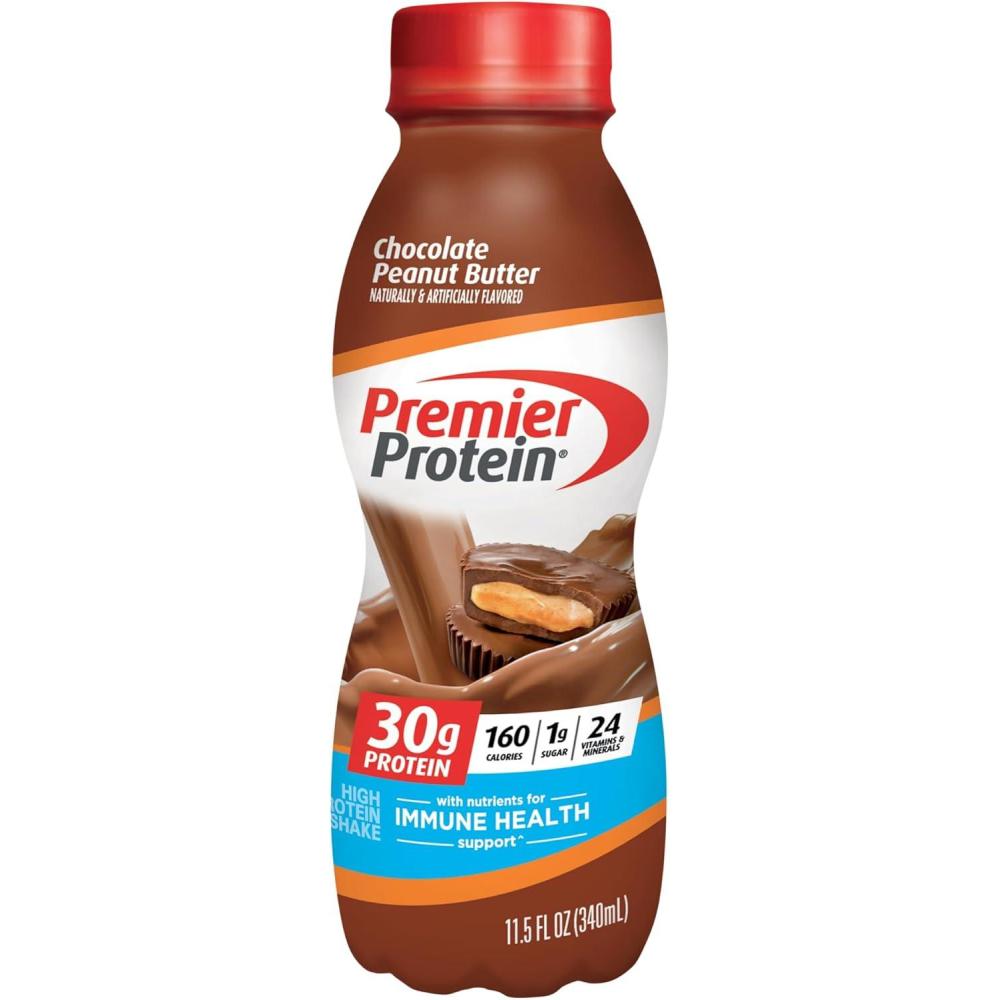 imagePremier Protein Shake Chocolate Peanut Butter 30g Protein 1g Sugar 24 Vitamins ampamp Minerals Nutrients to Support Immune Health 115 Fl Oz
