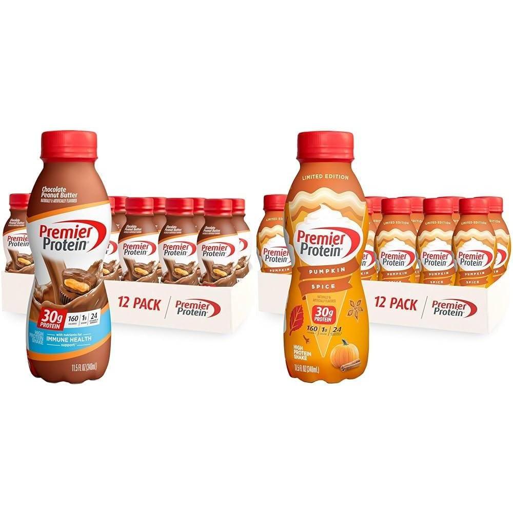 imageBUNDLE Premier Protein Shake Strawberries ampamp Cream 30g Protein 115 Fl Oz Pack of 12  Premier Protein Shake Bananas ampamp Cream 30g Protein 115 Fl Oz Pack of 12Protein Shake  Protein ShakePack of 12