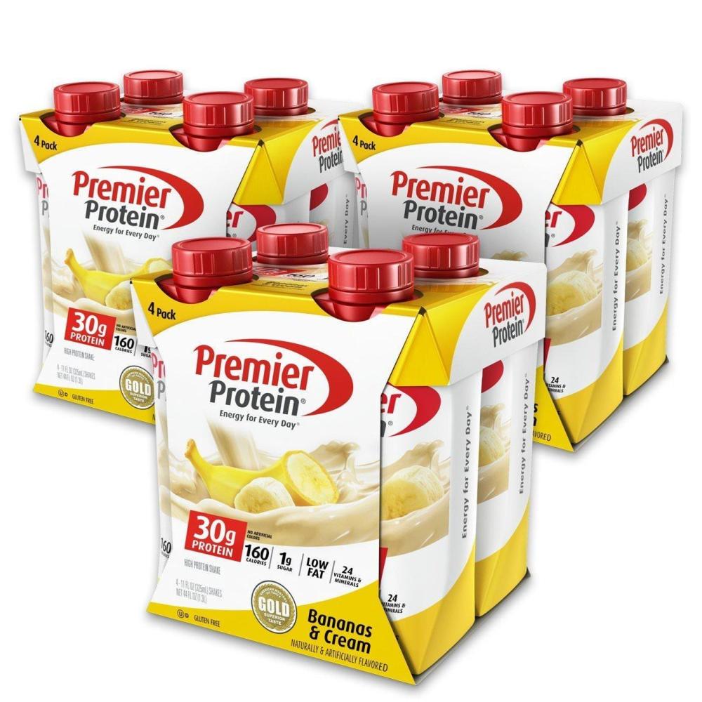 imagePremier Protein 30g Shakes Strawberries Cream 11 Fluid Ounces Strawberry Shake 44 Fl Oz Pack of 42 Pack Banana  12 Count
