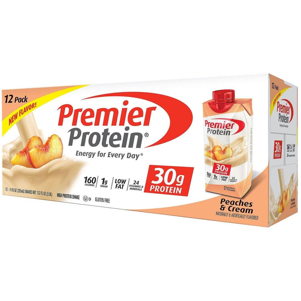 imagePremier Protein 30g Shakes Strawberries Cream 11 Fluid Ounces Strawberry Shake 44 Fl Oz Pack of 4Peaches  Cream