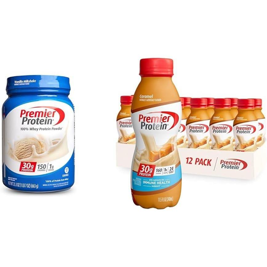 imagePremier Protein Powder ampamp Premier Liquid Protein Shake Caramel 30g Protein 1g Sugar 24 Vitamins ampamp Minerals Nutrients to Support Immune Health 115 fl oz Bottle 12 PackVanilla milkshake