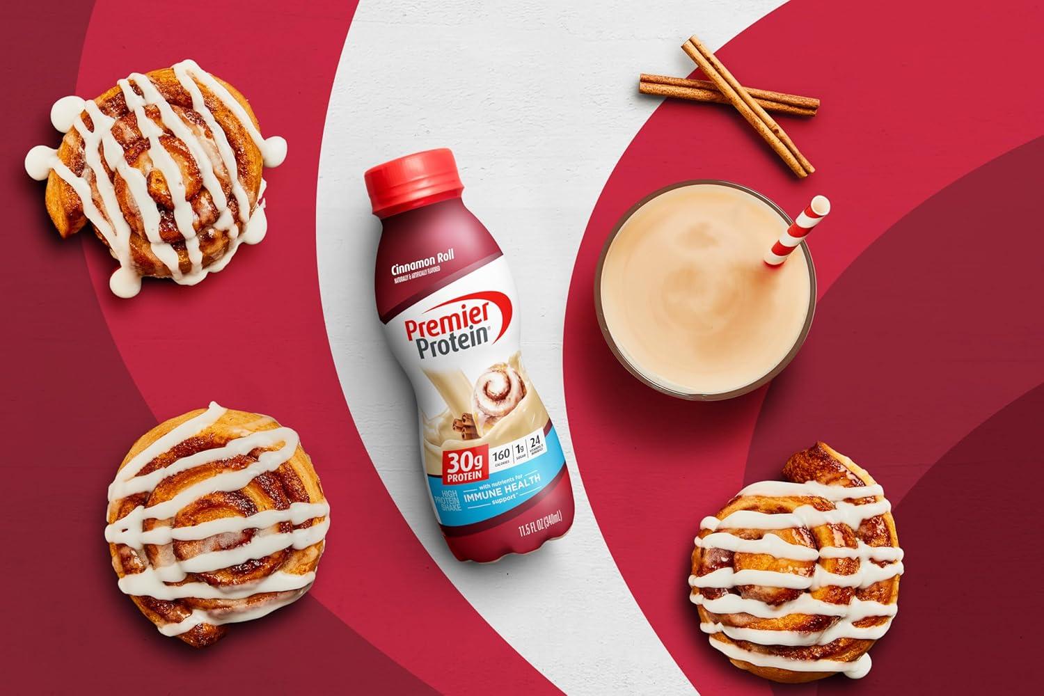 imagePremier Protein Shake Cinnamon Roll 30g Protein 1g Sugar 24 Vitamins ampamp Minerals Nutrients to Support Immune Health 115 fl oz