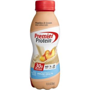 Premier Protein Shake, Peaches & Cream, 30g Protein, 1g Sugar, 24 Vitamins & Minerals, Nutrients to Support Immune Health 11.5 fl oz