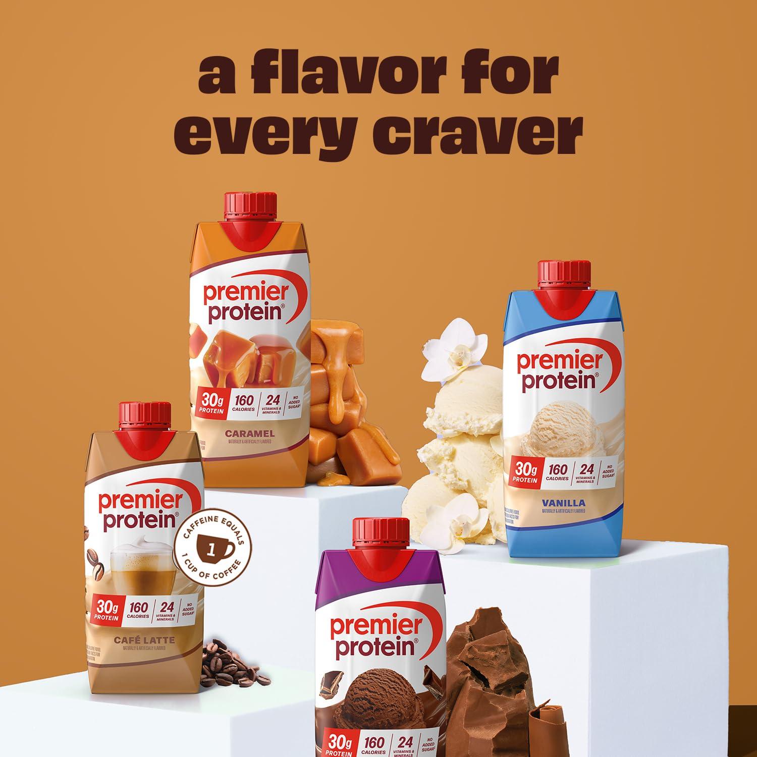 imagePremier Protein Shake Caramel 30g Protein 1g Sugar 24 Vitamins and Minerals to Support Immune Health 4 Pack