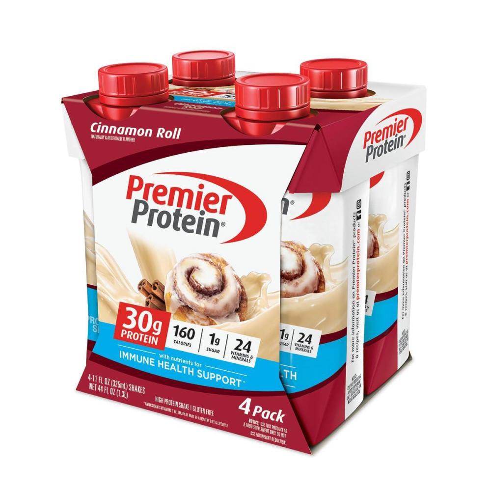 imagePremier Protein Shake Cinnamon Roll 30g Protein 1g Sugar 24 Vitamins ampamp Minerals to Support Immune Health 4 Pack