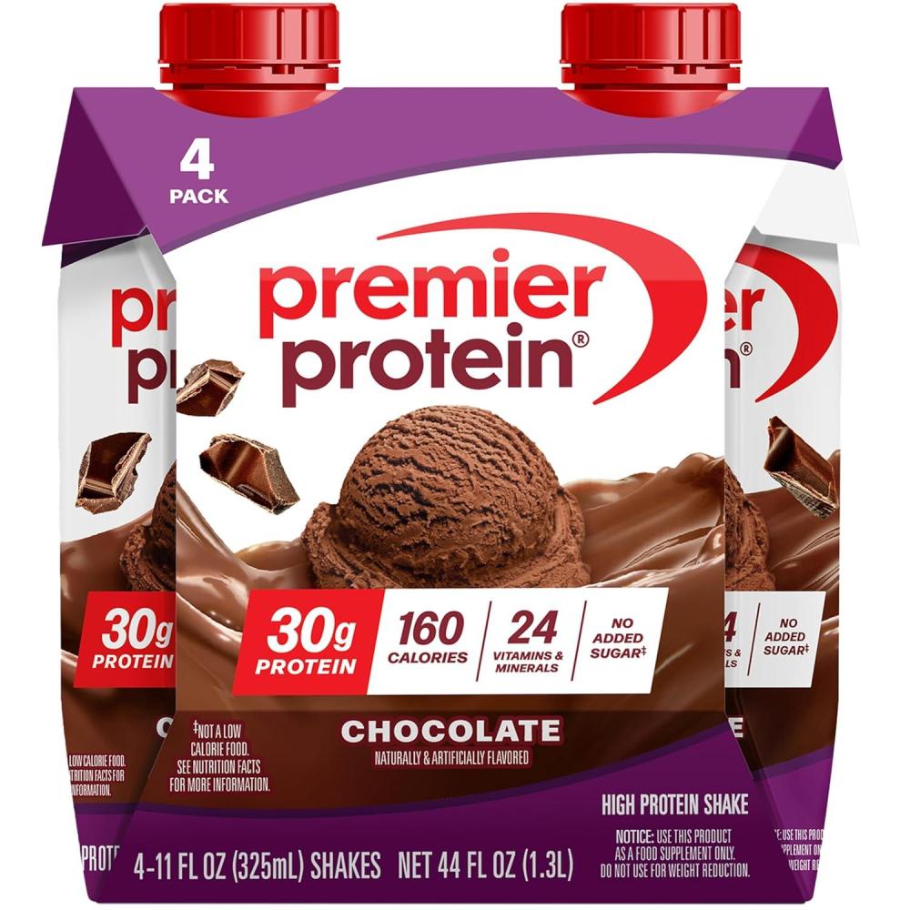 imagePremier Protein Shake Cookie Dough 30g Protein 1g Sugar 24 Vitamins ampamp Minerals to Support Immune Health Pack of 4 Packaging May VaryChocolate
