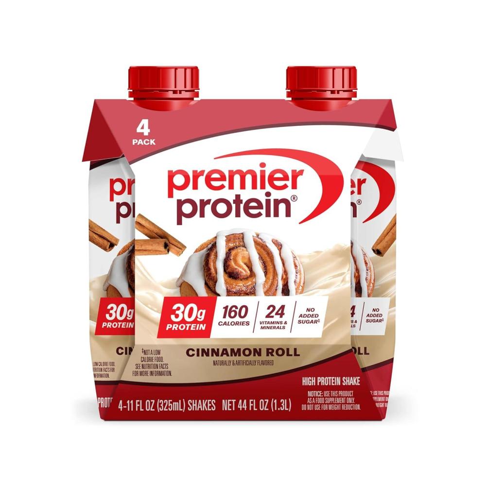 imagePremier Protein Shake Cookie Dough 30g Protein 1g Sugar 24 Vitamins ampamp Minerals to Support Immune Health Pack of 4 Packaging May VaryCinnamon Roll