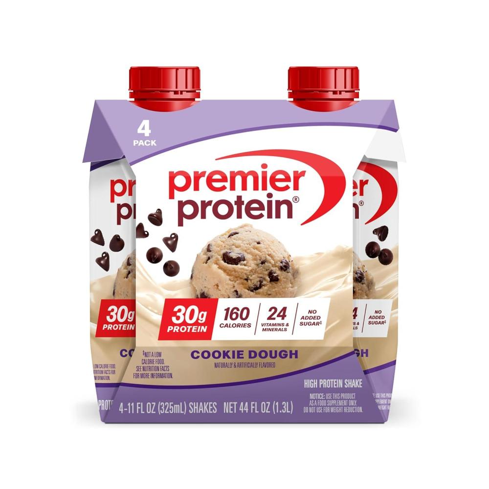 imagePremier Protein Shake Cookie Dough 30g Protein 1g Sugar 24 Vitamins ampamp Minerals to Support Immune Health Pack of 4 Packaging May VaryCookie Dough