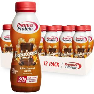 Premier Protein Shake INDULGENCE, White Chocolate Raspberry, 30g Protein, 170 Calories, 3g Sugar, 11.5 fl oz, 12 Pack (Packaging May Vary)(Salted Caramel Truffle)