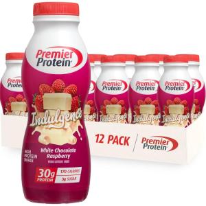 Premier Protein Shake INDULGENCE, White Chocolate Raspberry, 30g Protein, 170 Calories, 3g Sugar, 11.5 fl oz, 12 Pack (Packaging May Vary)(White Chocolate Raspberry)