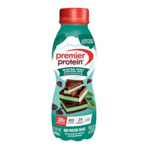 Premier Protein Shake, Limited Edition Winter Mint Chocolate, 30g Protein, 1g Sugar, 24 Vitamins & Minerals, Nutrients to Support Immune Health, 11.5 Fl Oz, Single Bottle