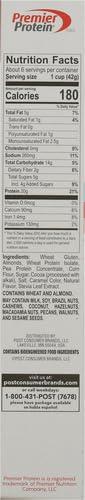 image:imagePost Premier Protein Chocolate Almond Cereal Chocolatey Protein Cereal Flakes with Sliced Almonds Contains 20g of Protein Per Serving 30 OZ BoxChocolate