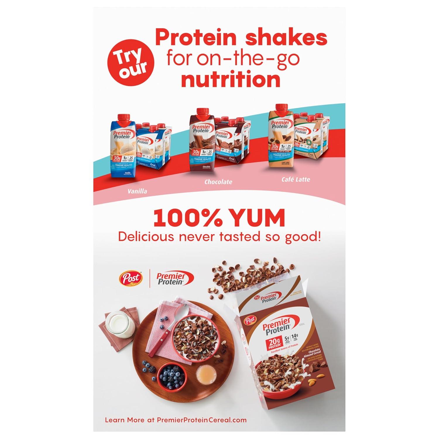 image:imagePremier Protein Mixed Berry Almond cereal high protein cereal protein rich breakfast or snack made with real berries and almonds 30 Ounce 1 CountMixed Berry