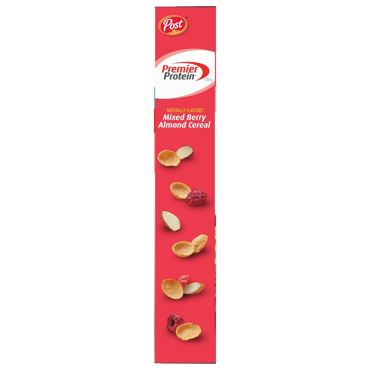 image:imagePremier Protein Mixed Berry Almond cereal high protein cereal protein rich breakfast or snack made with real berries and almonds 30 Ounce 1 CountMixed Berry