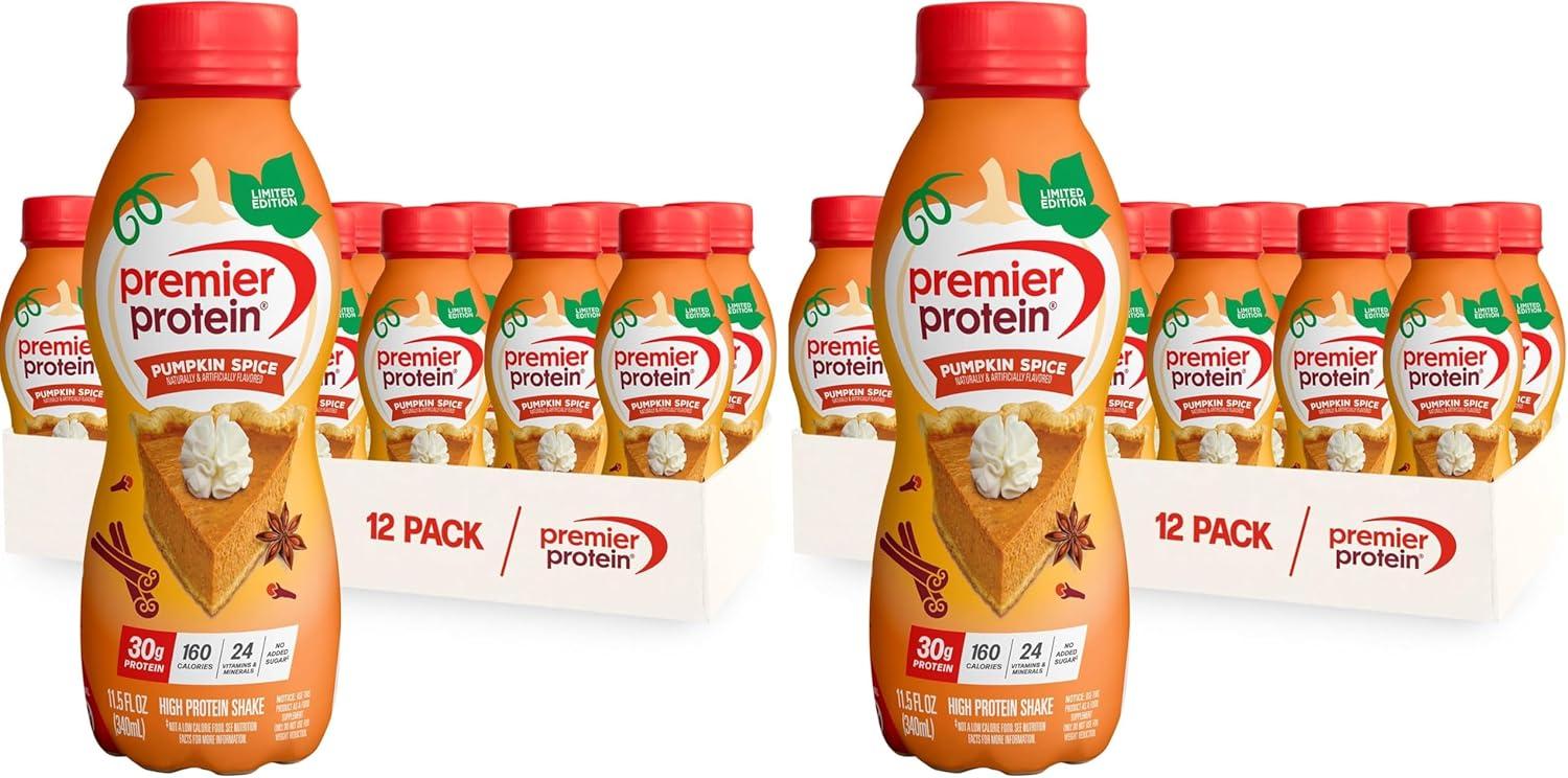 image:imagePremier Protein Shake LIMITED EDITION Salted Caramel Popcorn 30g Protein 1g Sugar 24 Vitamins amp Minerals to Support Immune Health 115 fl oz 12 PackLimited Edition Pumpkin Spice