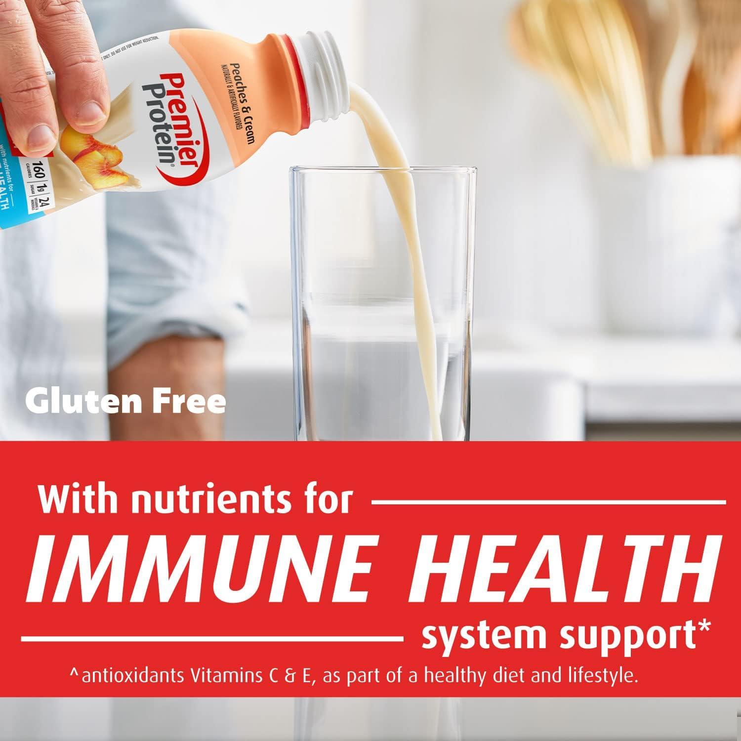 image:imagePremier Protein Shake LIMITED EDITION Salted Caramel Popcorn 30g Protein 1g Sugar 24 Vitamins amp Minerals to Support Immune Health 115 fl oz 12 PackPeaches Cream