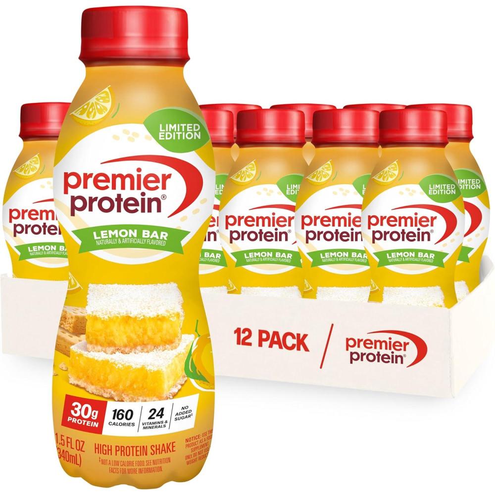 image:imagePremier Protein Shake LIMITED EDITION Salted Caramel Popcorn 30g Protein 1g Sugar 24 Vitamins amp Minerals to Support Immune Health 115 fl oz 12 PackLimited Edition Lemon Bar