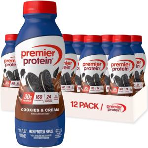 Premier Protein Shake, LIMITED EDITION Salted Caramel Popcorn, 30g Protein, 1g Sugar, 24 Vitamins & Minerals to Support Immune Health, 11.5 fl oz, 12 Pack(Cookies & Cream)