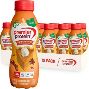 Premier Protein Shake, LIMITED EDITION Salted Caramel Popcorn, 30g Protein, 1g Sugar, 24 Vitamins & Minerals to Support Immune Health, 11.5 fl oz, 12 Pack(Limited Edition: Pumpkin Spice)