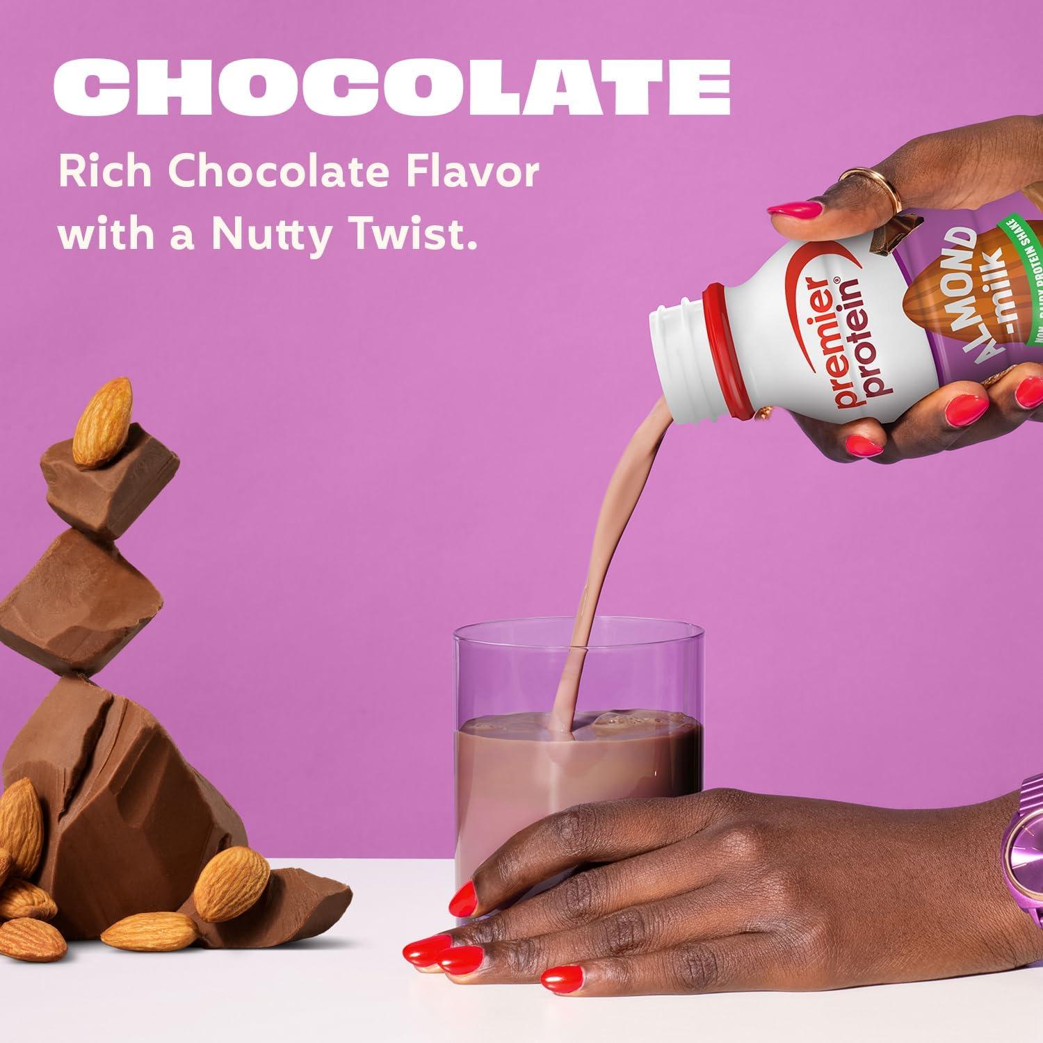 image:imagePremier Protein NonDairy Plant Based Almondmilk Protein Shake Coffee with Caffeine for Energy 20g Protein 5g Sugar 11 fl oz 4 PackChocolate
