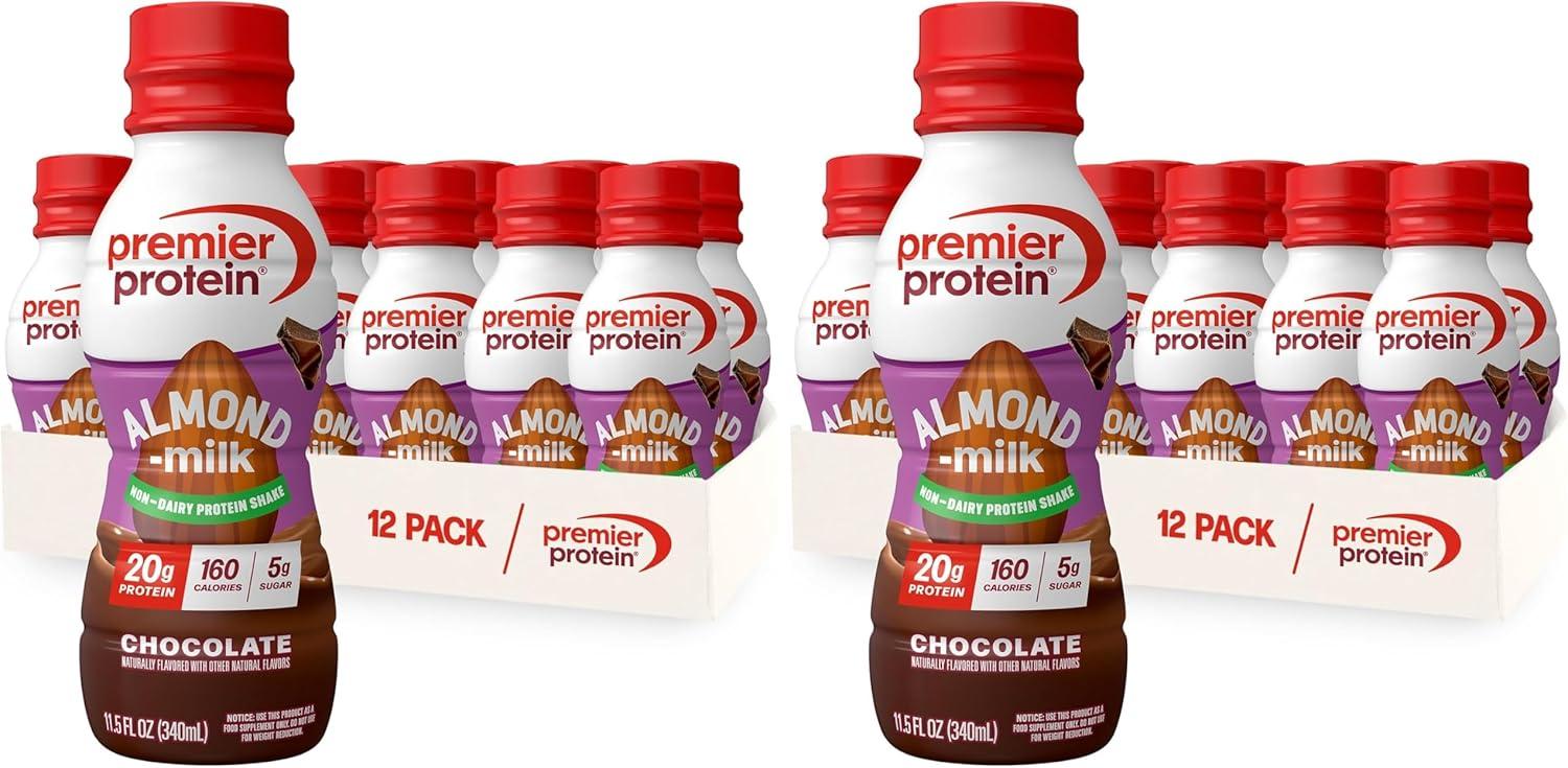 image:imagePremier Protein NonDairy Plant Based Almondmilk Protein Shake Coffee with Caffeine for Energy 20g Protein 5g Sugar 11 fl oz 4 PackChocolate