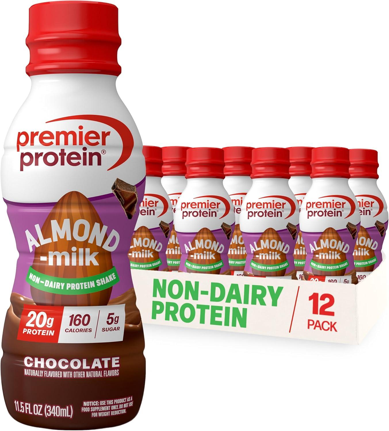 image:imagePremier Protein NonDairy Plant Based Almondmilk Protein Shake Coffee with Caffeine for Energy 20g Protein 5g Sugar 11 fl oz 4 PackChocolate