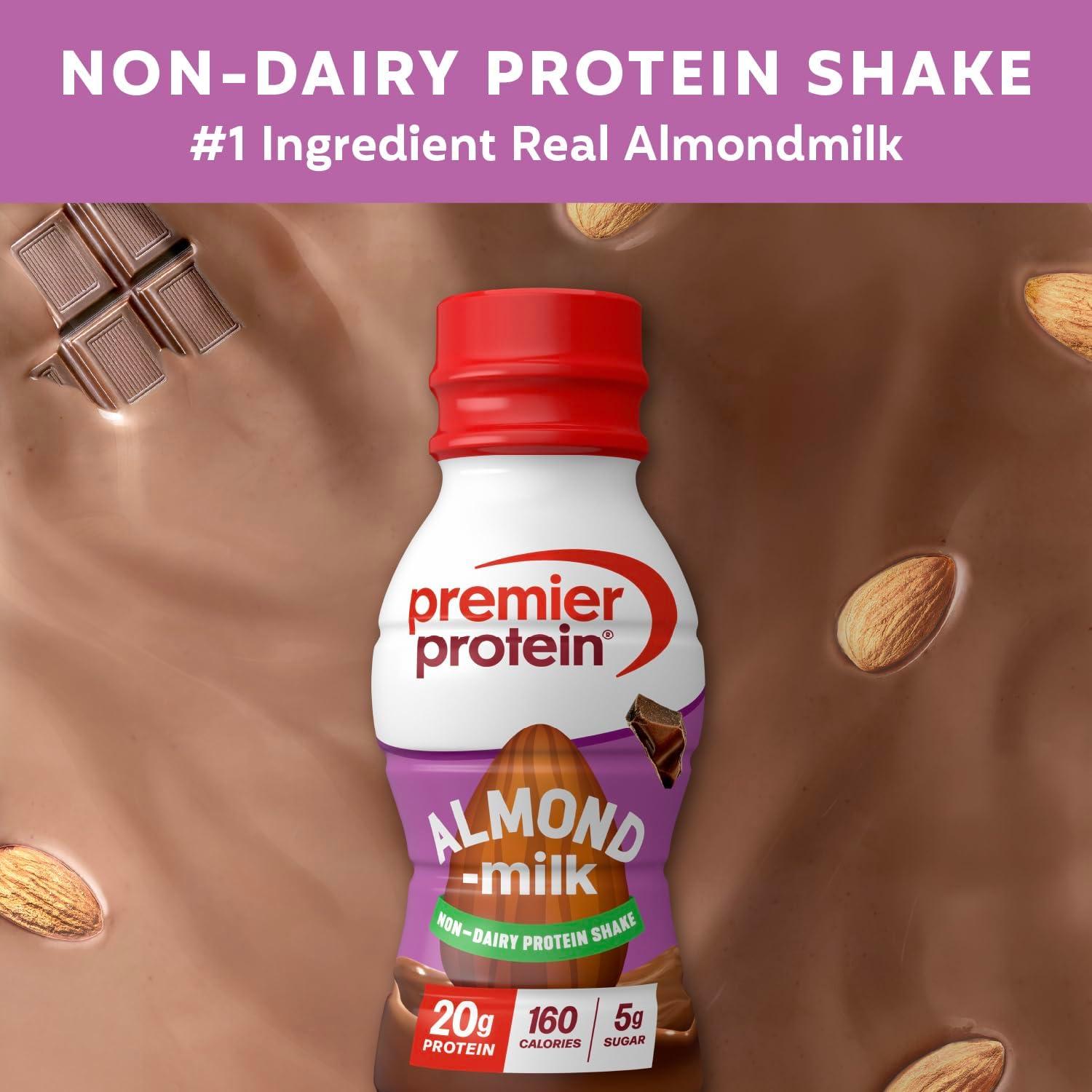 image:imagePremier Protein NonDairy Plant Based Almondmilk Protein Shake Coffee with Caffeine for Energy 20g Protein 5g Sugar 11 fl oz 4 PackChocolate