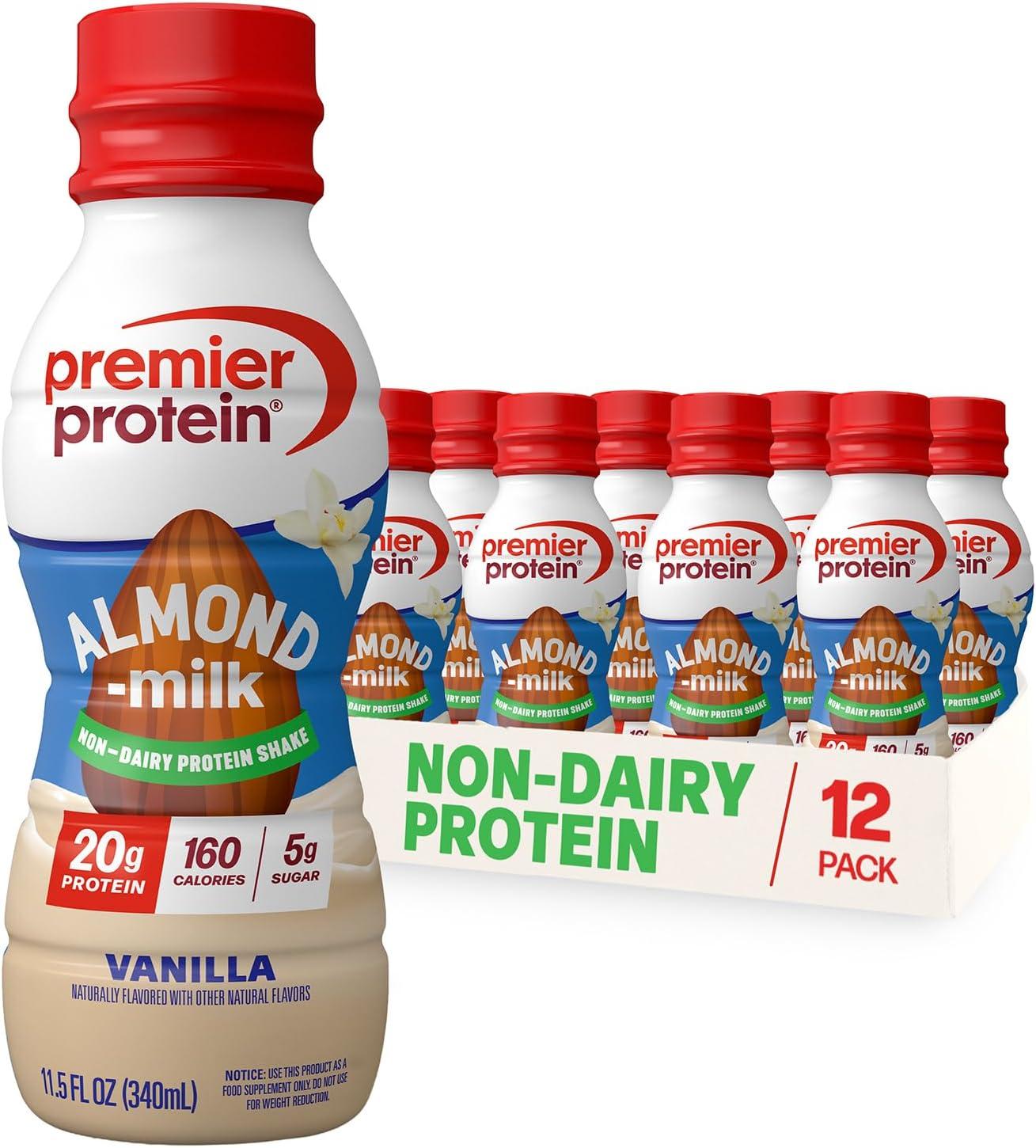 image:imagePremier Protein NonDairy Plant Based Almondmilk Protein Shake Coffee with Caffeine for Energy 20g Protein 5g Sugar 11 fl oz 4 PackVanilla