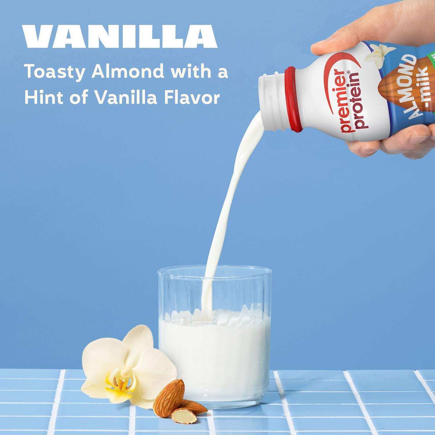 image:imagePremier Protein NonDairy Plant Based Almondmilk Protein Shake Coffee with Caffeine for Energy 20g Protein 5g Sugar 11 fl oz 4 PackVanilla