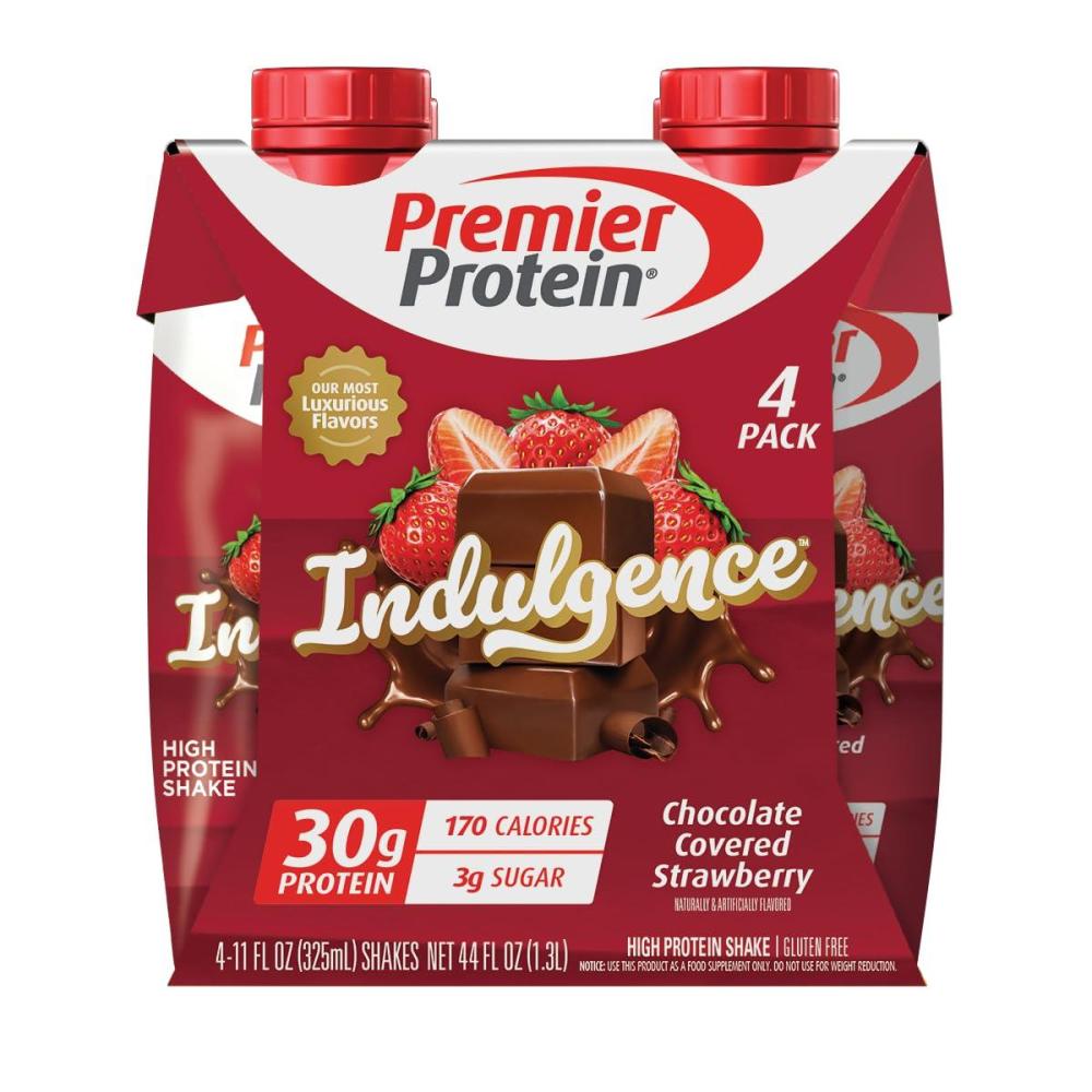 image:imagePremier Protein Shake INDULGENCE White Chocolate Raspberry 30g Protein 170 Calories 3g Sugar 11 fl oz 4 Pack Packaging May VaryChocolate Covered Strawberry