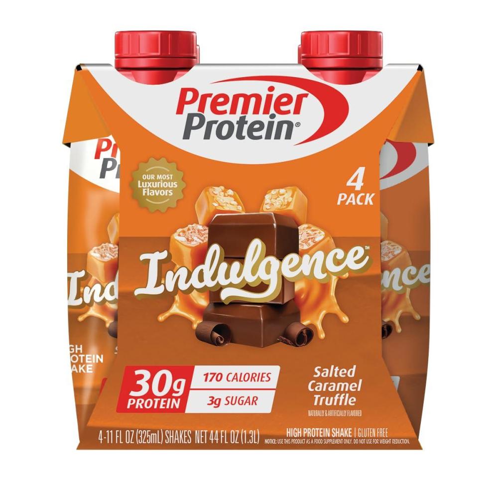 image:imagePremier Protein Shake INDULGENCE White Chocolate Raspberry 30g Protein 170 Calories 3g Sugar 11 fl oz 4 Pack Packaging May VarySalted Caramel Truffle