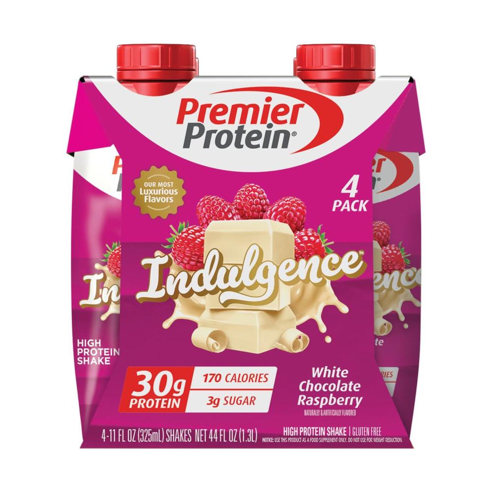image:imagePremier Protein Shake INDULGENCE White Chocolate Raspberry 30g Protein 170 Calories 3g Sugar 11 fl oz 4 Pack Packaging May VaryWhite Chocolate Raspberry