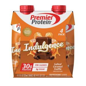 Premier Protein Shake INDULGENCE, White Chocolate Raspberry, 30g Protein, 170 Calories, 3g Sugar, 11 fl oz, 4 Pack (Packaging May Vary)(Salted Caramel Truffle)